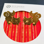 【金属製シーサー置物】ねこからうまれちゃったおしりトントンしてほシーサー！ペア置物 / 癒し / お守り